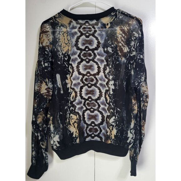 CAbi Women's SZ S Sheer Snakeskin Python Print Pullover Top Crewneck Rock Glam - Picture 2 of 8